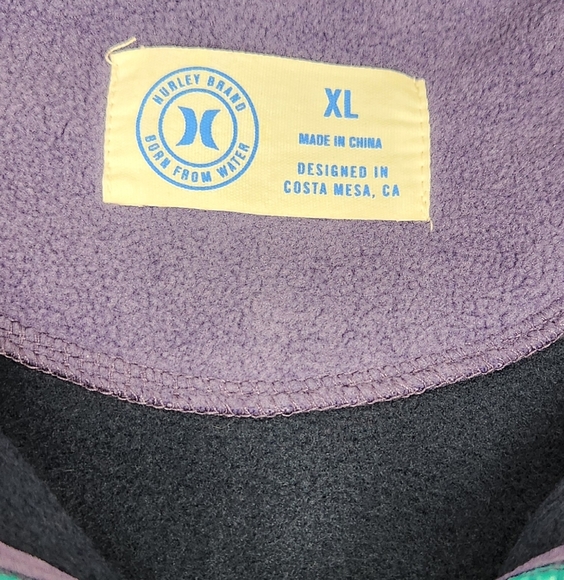 Hurley Blue & Purple 1/4 Zip Up Pullover Collard Fleece. Size XL - Picture 4 of 7